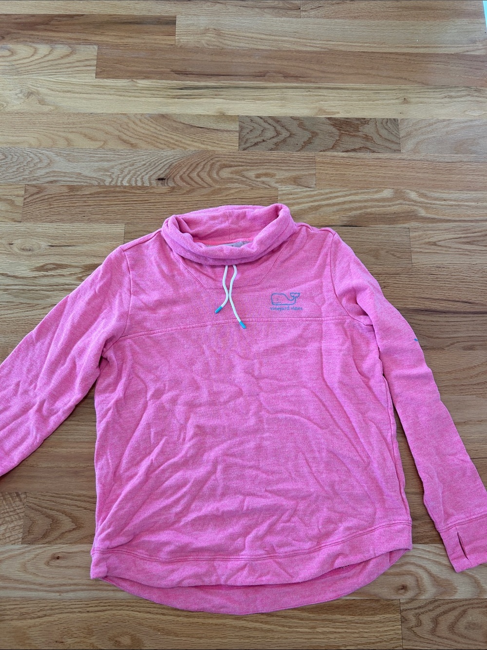 Vineyard Vines Pink Cowl Neck Pullover slub sweatshirt medium